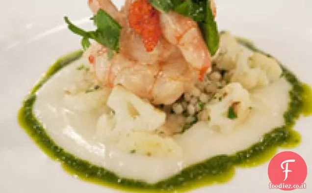 Gamberi al burro in camicia con Couscous israeliano