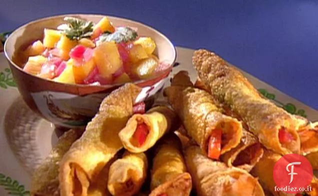 Coriandolo Gamberi avvolti con ananas sottaceto piccante