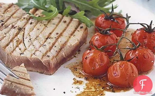Bistecche di Tonno con Pomodorini arrostiti al balsamico