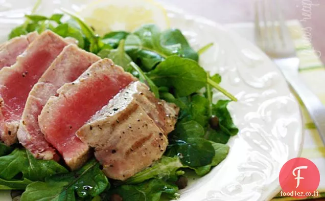 Tonno alla griglia su rucola con Vinaigrette al limone