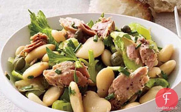 Insalata di fagioli al burro, tonno e sedano