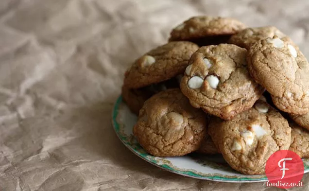 Burro marrone Cioccolato bianco Biscotti alla noce di Macadamia