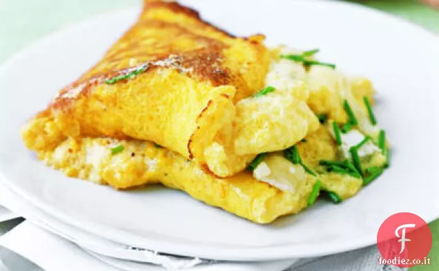 Soffice frittata di mais e formaggio di capra