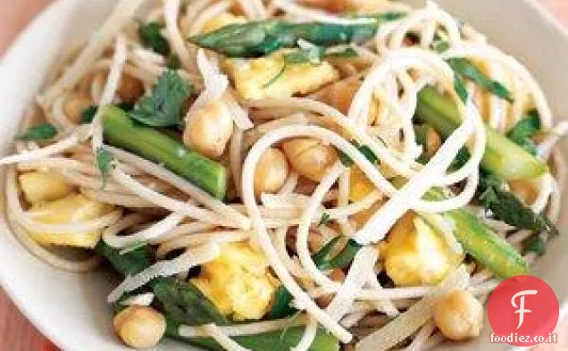Pasta di riso integrale, asparagi e uova