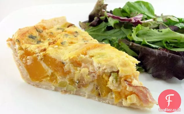 Zucca arrosto, prosciutto e Quiche alla salvia