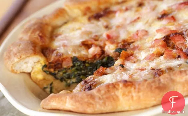 Caramellato-Cipolla, spinaci, e pancetta Quiche