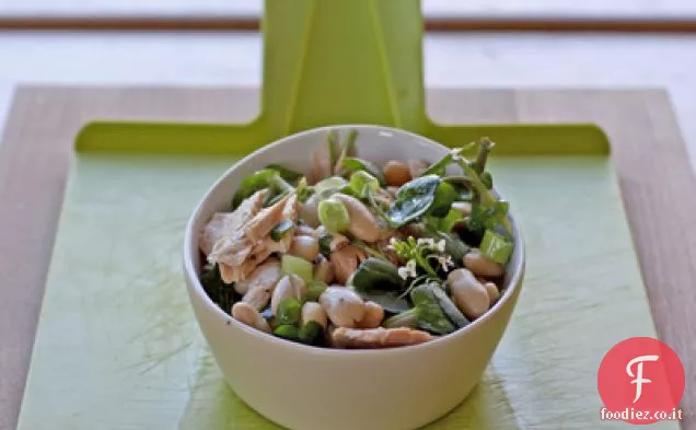 Insalata di tonno, fagioli e crescione