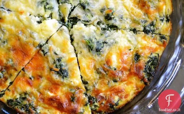 Quiche senza crosta di spinaci, funghi e feta