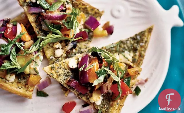 Panelle di Ceci con Formaggio di Capra e Salsa Rustica