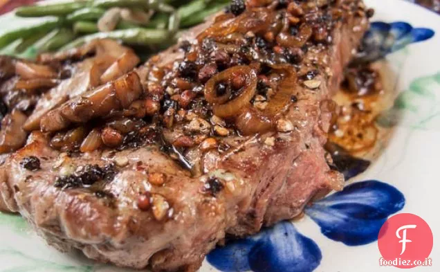 Steak Au Poivre con funghi saltati Porta Bella