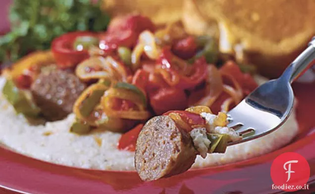 Salsiccia italiana con salsa di pomodoro e pepe