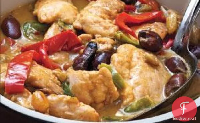 Pollo e pepe stufato con olive Ricetta
