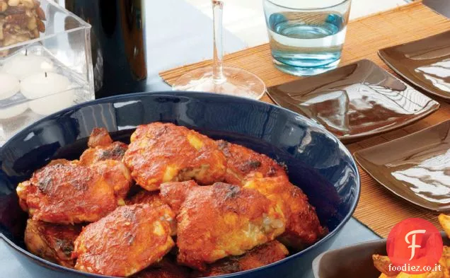 Cosce di pollo con salsa piccante di pomodoro e pepe