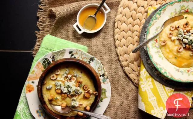 Polenta di Formaggi Erborinati, Nocciole e Miele