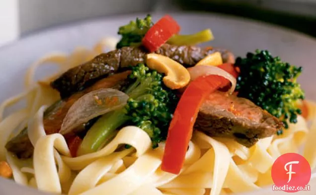 Manzo all'arancia e broccoli saltati in padella