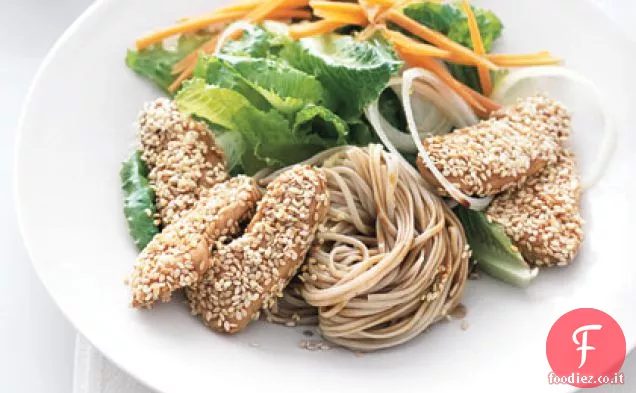 Tagliatelle di pollo al sesamo e Soba