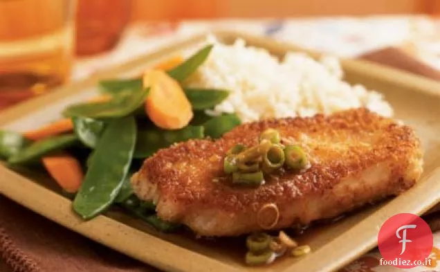 Wasabi e Panko-Carne di maiale in crosta con salsa di soia Gingered