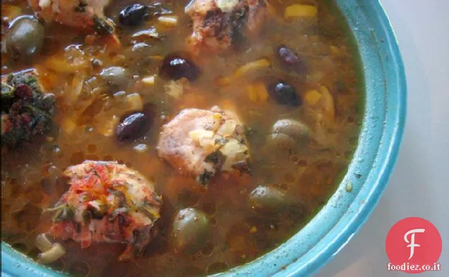 Tagine di pollo con olive verdi e limone conservato