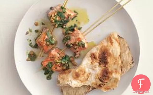Spiedini di salmone con salsa di coriandolo Ricetta