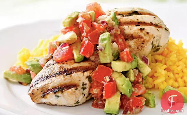 Pollo al coriandolo e lime con salsa di avocado