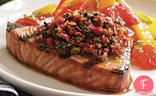 Tonno alla griglia con salsa di pomodoro essiccato al sole