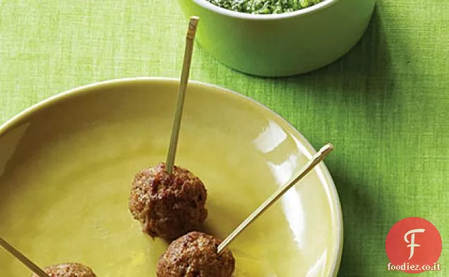 Mini Polpette di agnello con Coriandolo-Menta Chutney