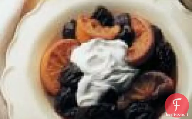 Prugne in Armagnac Con Creme Fraiche