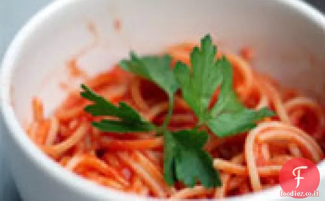 Cena Stasera: Spaghetti con Pomodoro e Succo d'arancia