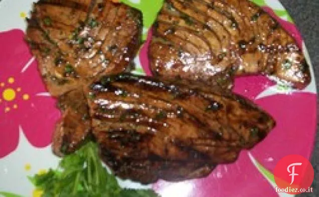 Coriandolo al lime alla griglia Ahi con glassa al miele