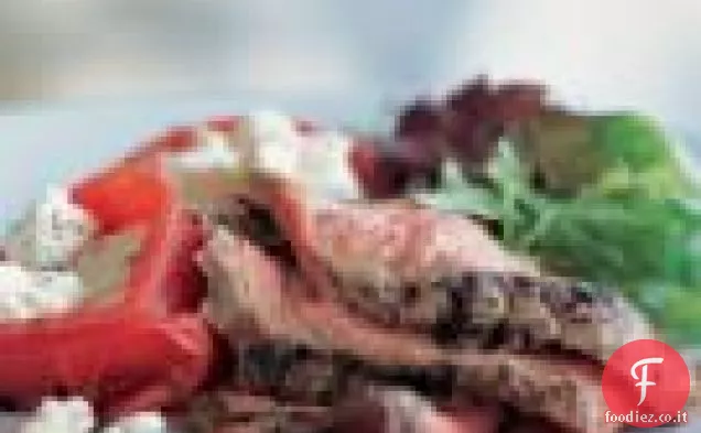 Bistecca di fianco alle erbe con pomodori