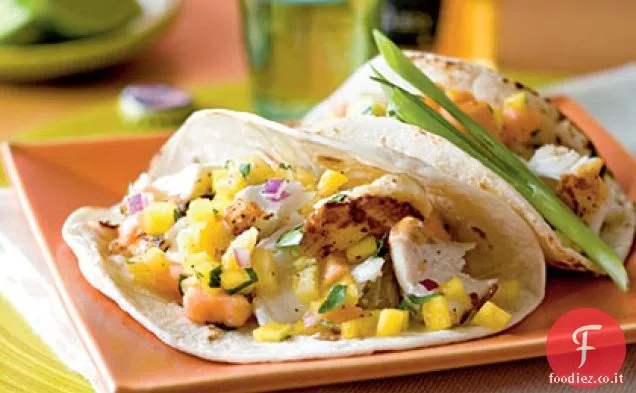 Tacos di pesce affumicato con salsa caraibica