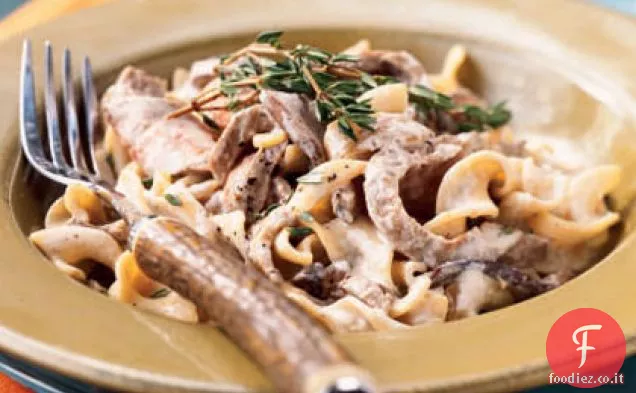 Bistecca di fianco con salsa cremosa di funghi