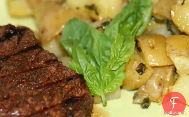Cumino strofinato Controfiletto con basilico Patate arrosto