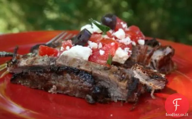 Bistecca di fianco con pomodori e Feta