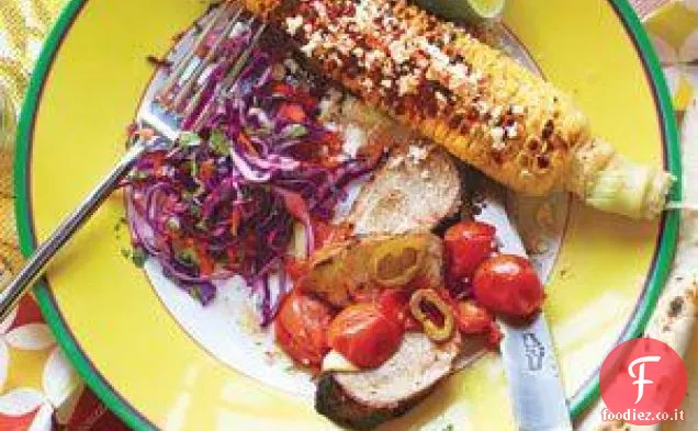 Maiale alla griglia con salsa di pomodoro