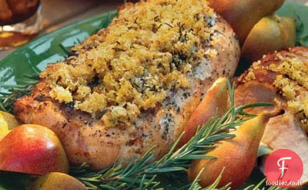 Lombata di maiale alla griglia con crosta di pane al rosmarino