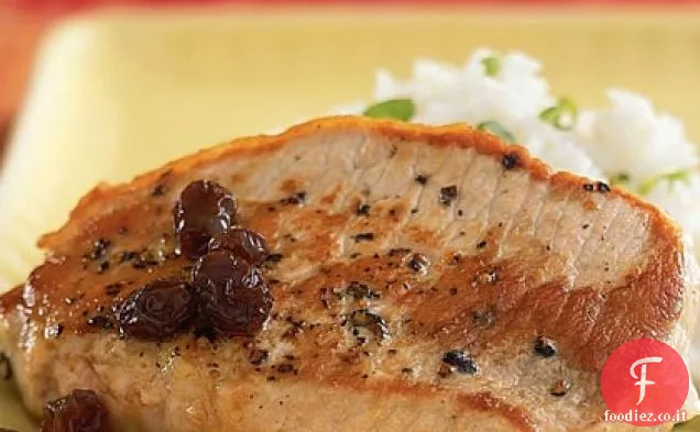 Maiale con vino di porto e salsa di uva passa