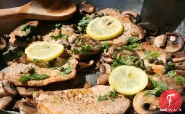 Maiale al limone con funghi
