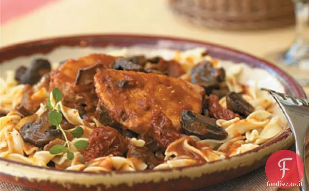 Arrosto di maiale con ragù a tre funghi
