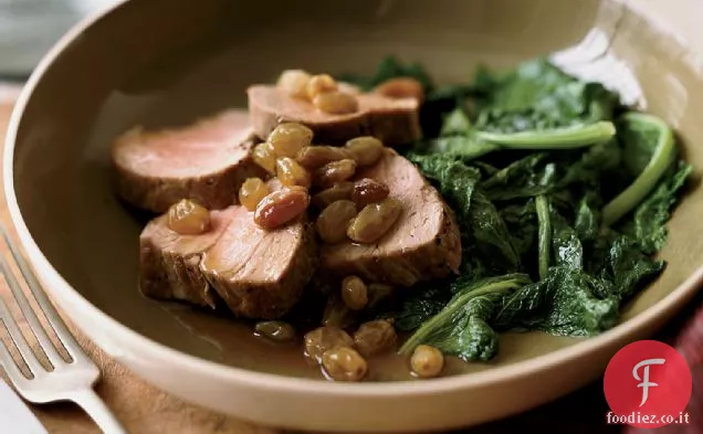 Filetto di maiale arrosto con salsa di uvetta e zenzero