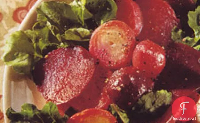 Insalata di quattro barbabietole su rucola con vinaigrette di sherry