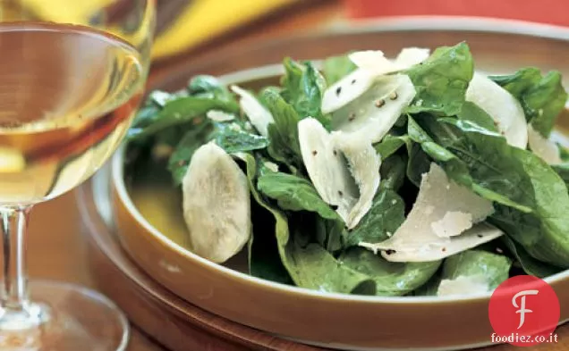 Insalata di topinambur e rucola con Parmigiano