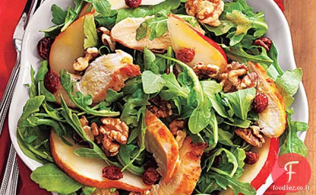 Pollo e pere sulla rucola