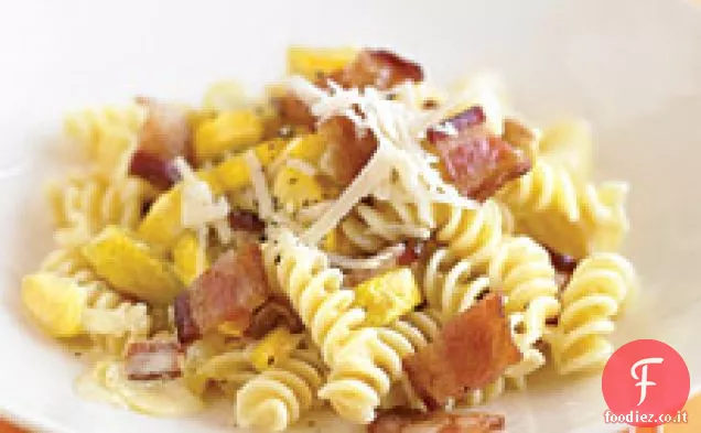 Fusilli cremosi con zucca gialla e pancetta