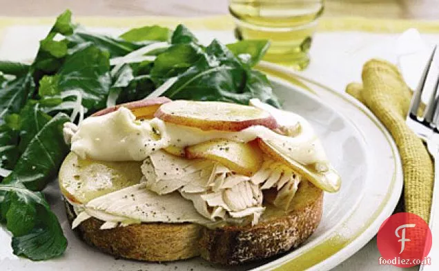 Sandwich di tacchino, Brie e nettarine con insalata di rucola