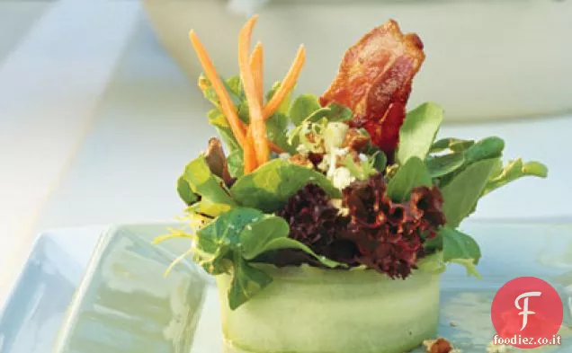Insalata di pancetta - formaggio blu con vinaigrette di vino bianco