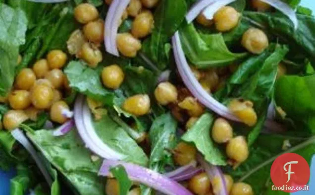 Insalata di ceci calda con rucola