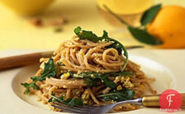 Spaghetti Integrali con Limone Meyer, Rucola e Pistacchi