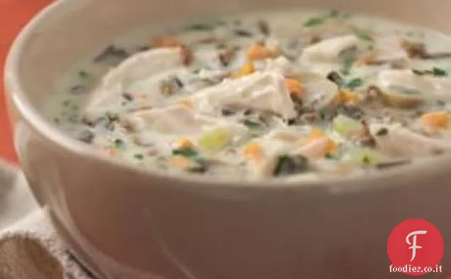 Crema di tacchino e zuppa di riso selvatico