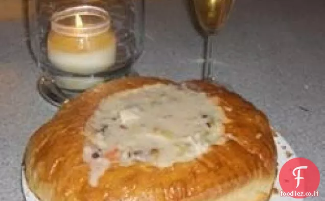 Crema di pollo con zuppa di riso selvatico